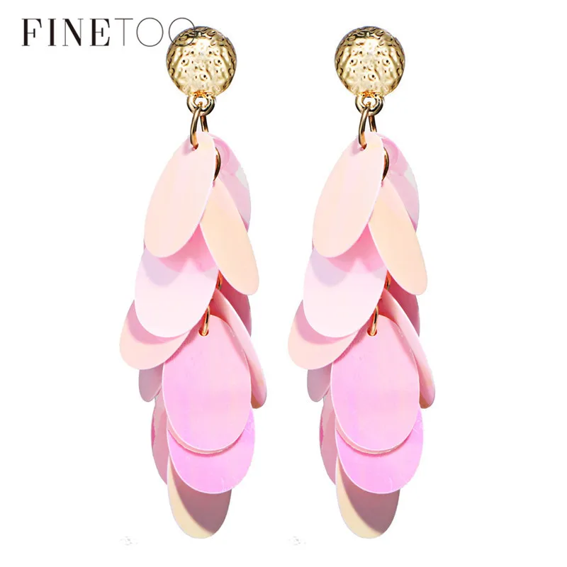 Rainbow Multi Layered Acrylic Metallic Pastel Oval Geometric Sequins Statement Earrings Long Drop For Women Girls | Украшения и