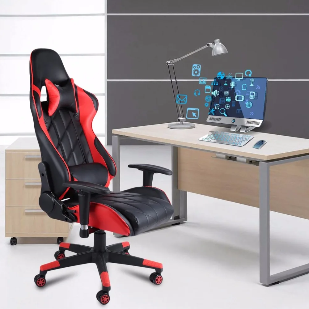 

Home Office Computer Desk Gaming Chair Height Adjustable 360 Degree Rotation Recliner Racing Chair With Headrest