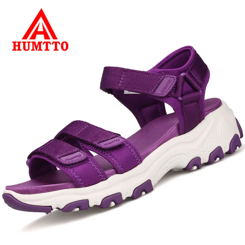 

HUMTTO Outdoor Women Hiking Sandals Hook&Loop Beach Sandals Mountain Climbing Shoes Height Increasing Women Sport Sandals