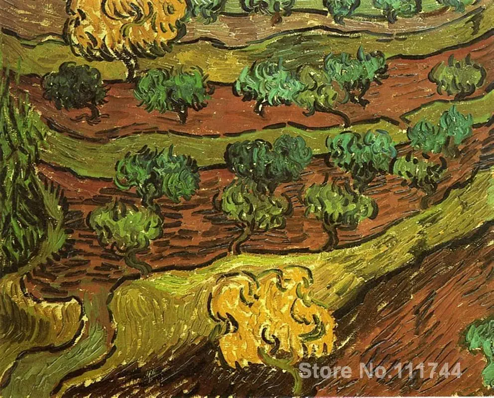 Buy art canvas online Olive Trees against a Slope of a Hill Vincent Van Gogh reproduction paintings Hand painted High quality Buy art canvas online Olive Trees against a Slope of a Hill Vincent Van Gogh reproduction paintings Hand painted High quality