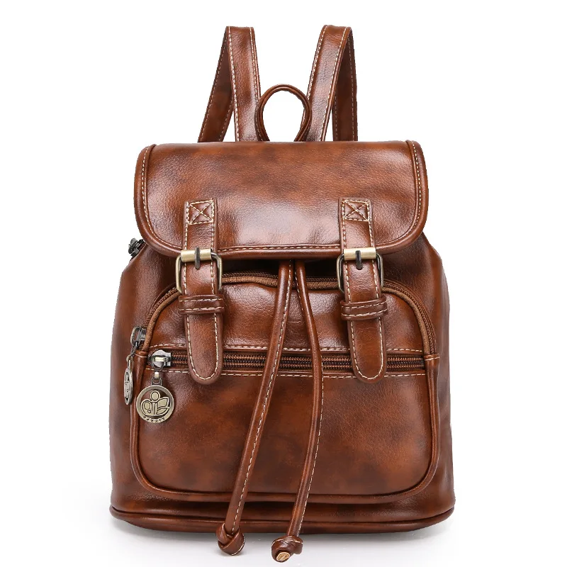 KITTUS New Arrival women High Quality PU Leather Backpack vintage Girls School Backpack Travel Back