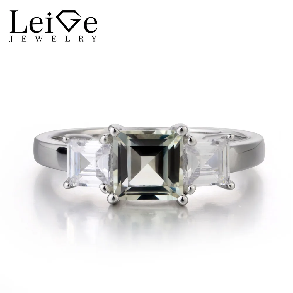Leige Jewelry Natural Green Amethyst Ring 925 Silver Square Cut Gemstone Rings for Women Wedding Romantic Anniversary Gift цена Leige Jewelry Natural Green Amethyst Ring 925 Silver Square Cut Gemstone Rings for Women Wedding Romantic Anniversary Gift цены онлайн