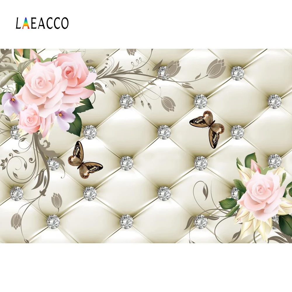 Laeacco цветочный изголовье кровати Алмазный Узор цветы Бабочка сцена фотографические фоны фотография Фото фоны студия