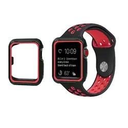 Силиконовые спортивные группы и чехол для Apple Watch 42mm 38mm на iwatch nike 3/2/1 браслет защитный кожух ремня