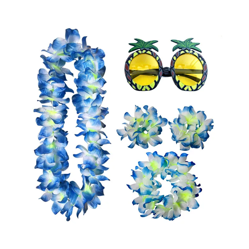 Boy Girl Women Hula Hawaiian Glasses Headband Tropical Costume For