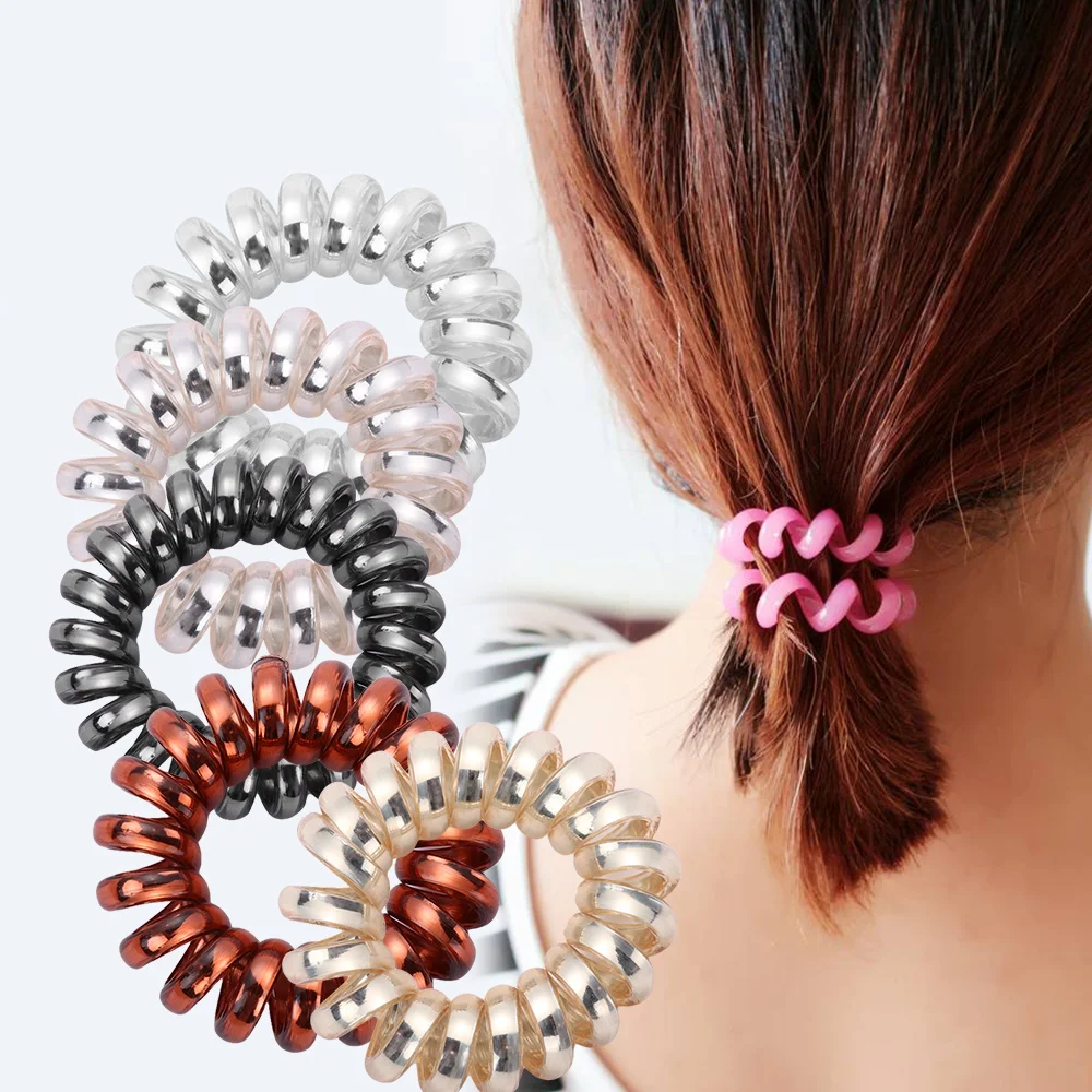 2/5PCS Girls Elastic Spiral Shape Hair Rope Rubber Band Headwear Hair