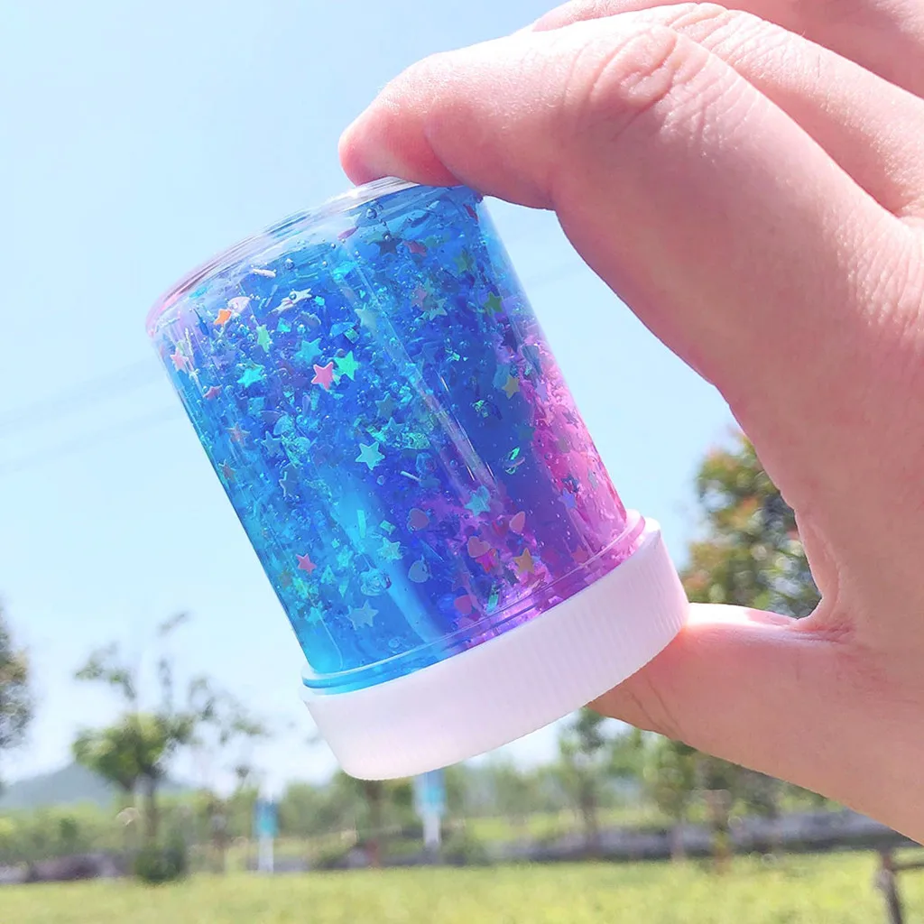 DIY звезды блестки прозрачная слизь игрушки Хрустальная глина пушистая слизь смешивание цвет облако слизь поставки волшебный песок антистресс мягкая глина для творчества