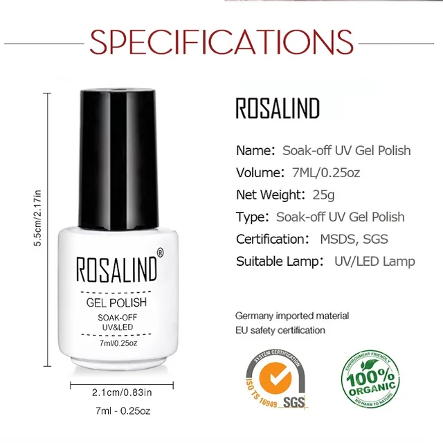 ROSALIND Gel Varnish Nail Polish Set Hybrid All For Manicure 7ML Colors Semi Permanant UV Nail Art Prime Gel Varnish Nail Polish 4