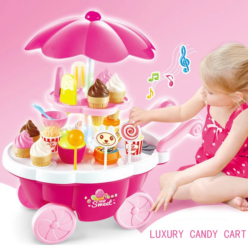 

New interaction simulation small carts girl mini candy cart ice cream shop supermarket children toys gift baby toys