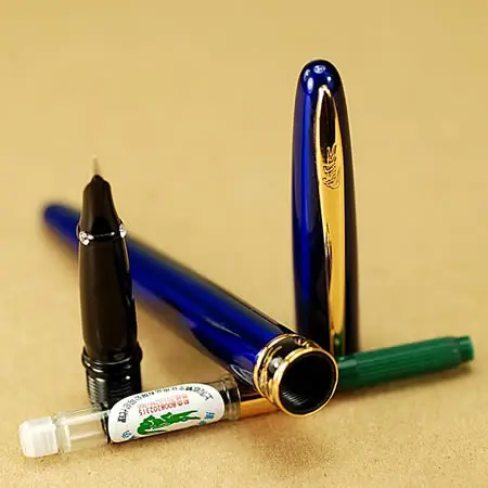 Перьевая ручка Крокодил 215 cayman mouth F nib blue|blue fountain pen|fountain penf |