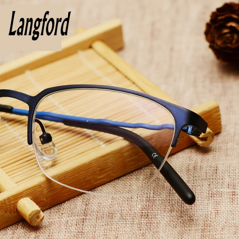 Langford Фирменная оправа для очков, мужские Оптические очки, полуоправы, дизайнерские оправы для очков по рецепту для женщин 9359