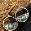 Pendientes de plata para mujer, joyería con estilo indio, colgante de aleación redondo grande, aretes geométricos bohemios vintage para mujer ► Foto 1/6