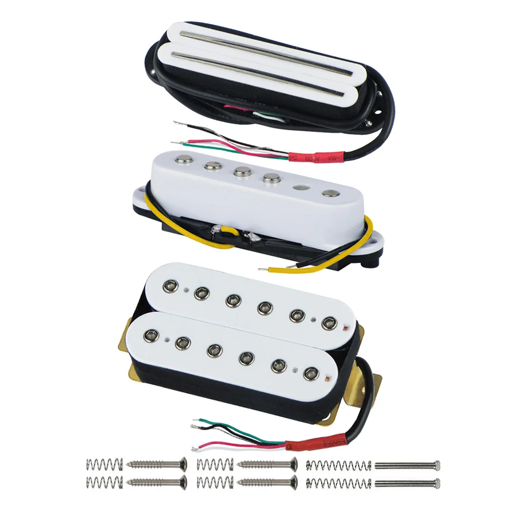 

FLEOR Set of Ceramic Magnet Dual Hot Rail /Single Coil /Humbucker Guitar Pickup HSH Set for Neck/Middle/Bridge Pickup,White
