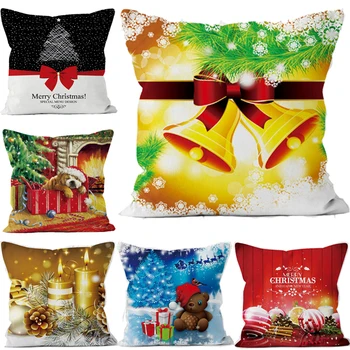 

Christmas Pillow Christmas Decoration for Home Santa Clause Pillowscase Short Plush Pillows Cover Merry Christmas 45*45 CM