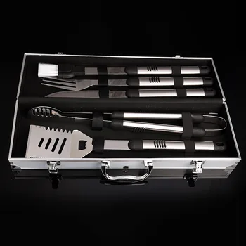

5Pcs/Set BBQ Tool Utensil SUS 304 Stainless Steel Sup-Quality Outdoor Accessorie Cooking Silicone Handle Barbecue Camping Grill