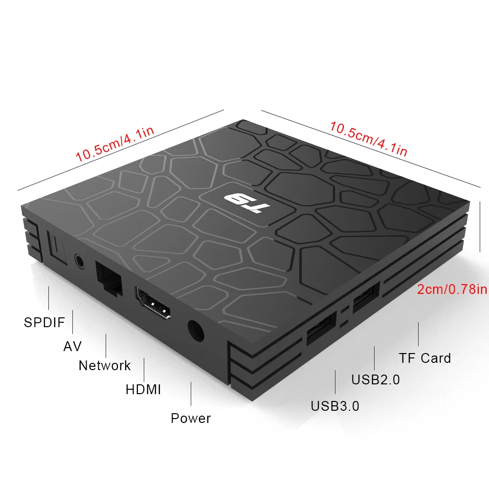 2019 T9 Android 8.1 TV Box T9 RK3328 Quad Core 4gb / 64gb 4k USB 3.0 Smart Set Top Box 2.4G/5G Dual WIFI Bluetooth Set-top box