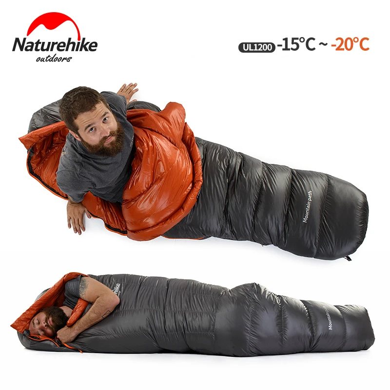 Naturehike спальный мешок на утином пуху, зимний спальный мешок для кемпинга, сверхлегкий спальный мешок, сохраняющий тепло, туристическое снаряжение для взрослых, NH17U120-L