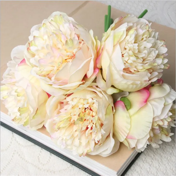 5 Pcs Artificial Decorations Peony Flower Bouquet  Colorful Silk Red Flowers for Home Wedding Party Office Decor DIY Supplies dried hydrangea bouquet