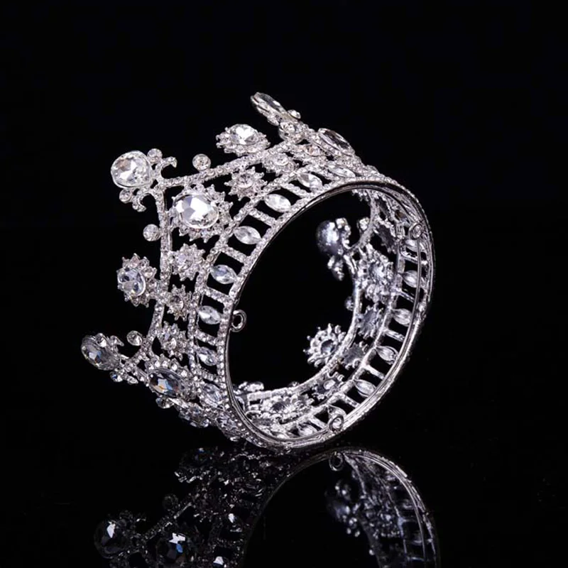 

2017 Round Crystal Imperial Crown Tiara Women Headpieces Statement silvering Plated Bridal Hair Jewelry Wedding tiaras Accessory