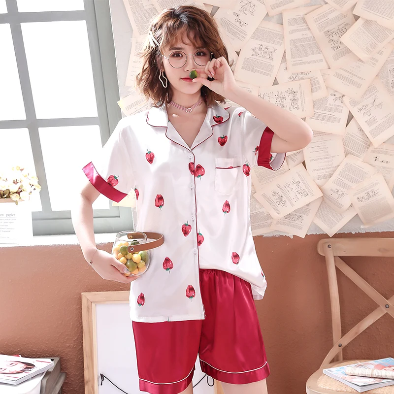 

Women Short Sleeve Pajamas Sets 2020 Lounge Sleepwear Bedgown for Ladies Home Clothes Pyjama Short Leisure Wear Pajamas Homewear