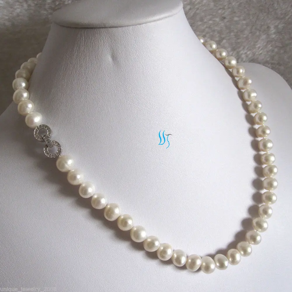 

10x10 jewerly freeshipping 18" 8-9mm White Freshwater Pearl Necklace