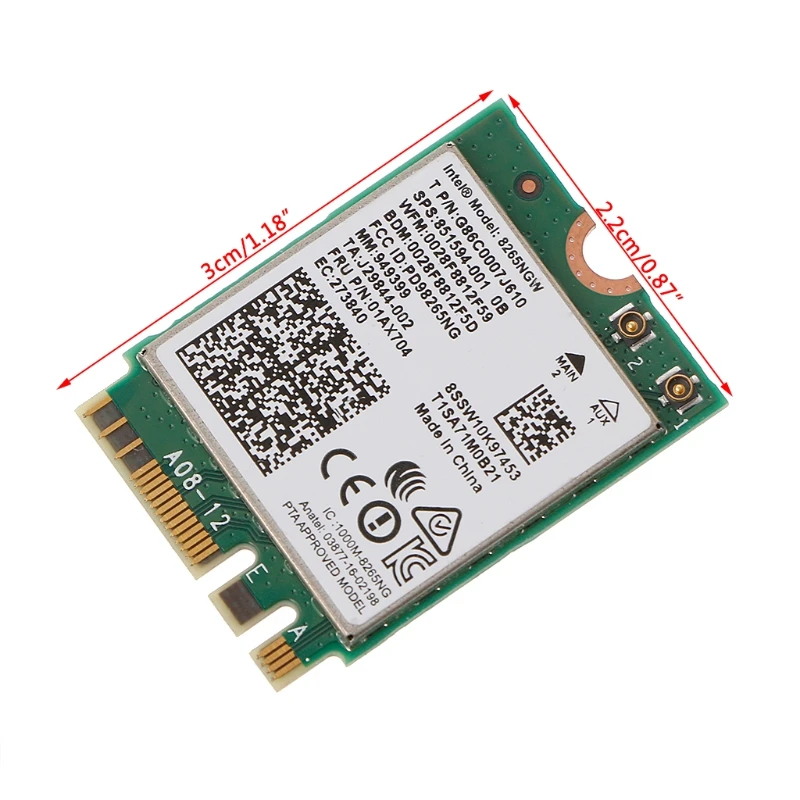 Беспроводная NGFF, Wi-Fi карта для двухдиапазонного Intel 8265 AC AC8265 8265NGW M.2 2,4/5 ГГц