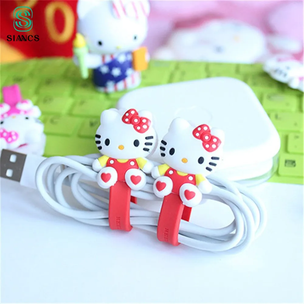 Cute Mini font b Cable b font font b Winder b font KT Cartoon Earphone Button