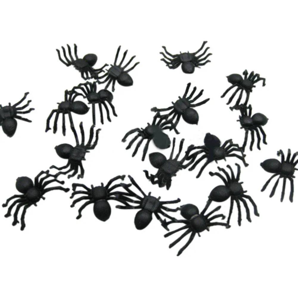 20 шт. Пластиковый черный паук на Хэллоуин шутя игрушки украшения реалистичный леверт Прямая поставка Se14