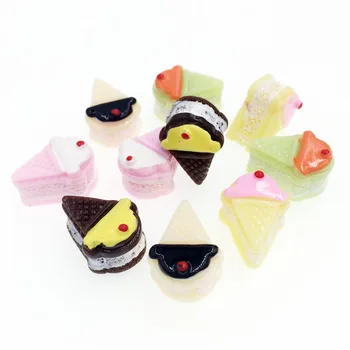 

10 Piece Colorful Resin Flatback Flat Back Cabochon Kawaii Miniature Fake Food Ice Cream DIY Craft Decoration For Dollhouse 21mm