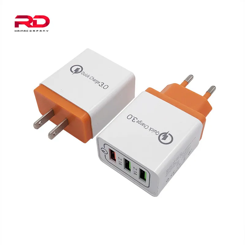

3 Port USB Charger Portable Charge For Qualcomm Quick Charge QC 3.0 Mobile Phone Charger Travel Wall Adapter For Huawei Xiaomi