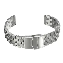 Мужской ремешок для часов 20 мм 22 мм 24 мм Серебристый твердый ремешок для часов из нержавеющей стали прямой браслет для умных часов