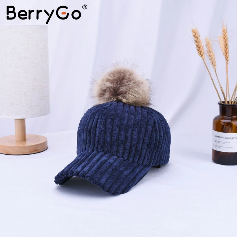 BerryGo вельвет волосы мяч Регулируемые Женщины hat модный стиль на осень-зиму бейсболки женские повседневные hat casquette