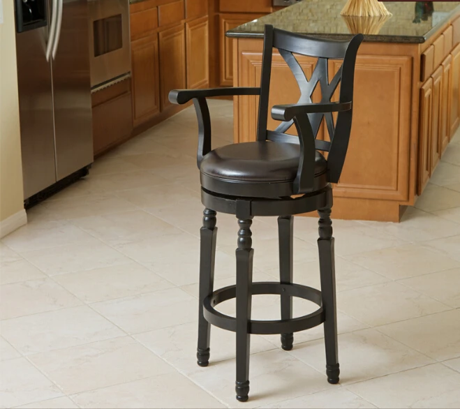 Бесплатная доставка акцент Кухня стул с Искусственная кожа сиденье Массив дерева поворотный Функция