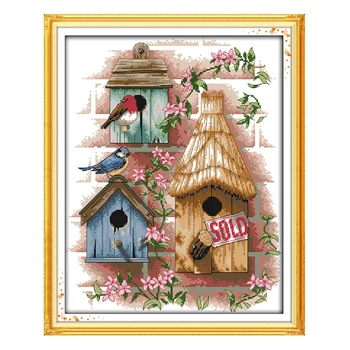 

Joy Sunday crossstitch kit diy Van Log cabin shop scenic DMC14CT 11CT cottonfabric baby room livingroom hotel painting wholesale