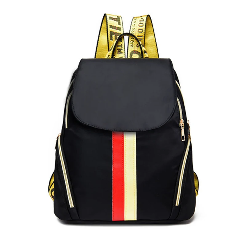 

Homeda New Fashion Nylon Woman Backpack Stripped Letter Strap Shoulder School Travel Girls Bags Softback Female Bolsa Y0130