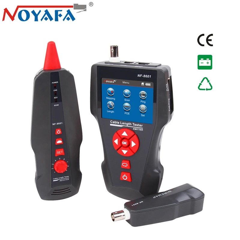 Noyafa NF-8601 Ethernet сетевой кабель тестер PING/POE BNC RJ45 RJ11 телефонный провод ЖК-дисплей длина кабеля обрыв тестер