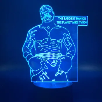 

Sport Boxing Player Mike Tyson Figure Led Night Light Gift for Office Room Decor Atmosphere Nightlight Bedside Table Lamp 3d