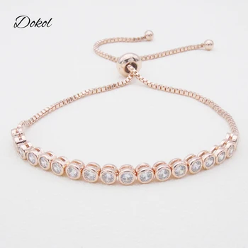 

DOKOL Latest Round Cubic Zirconia Tennis Bracelets For Women Rose Gold Color Bracelet Jewelry pulseira feminina DKB0008