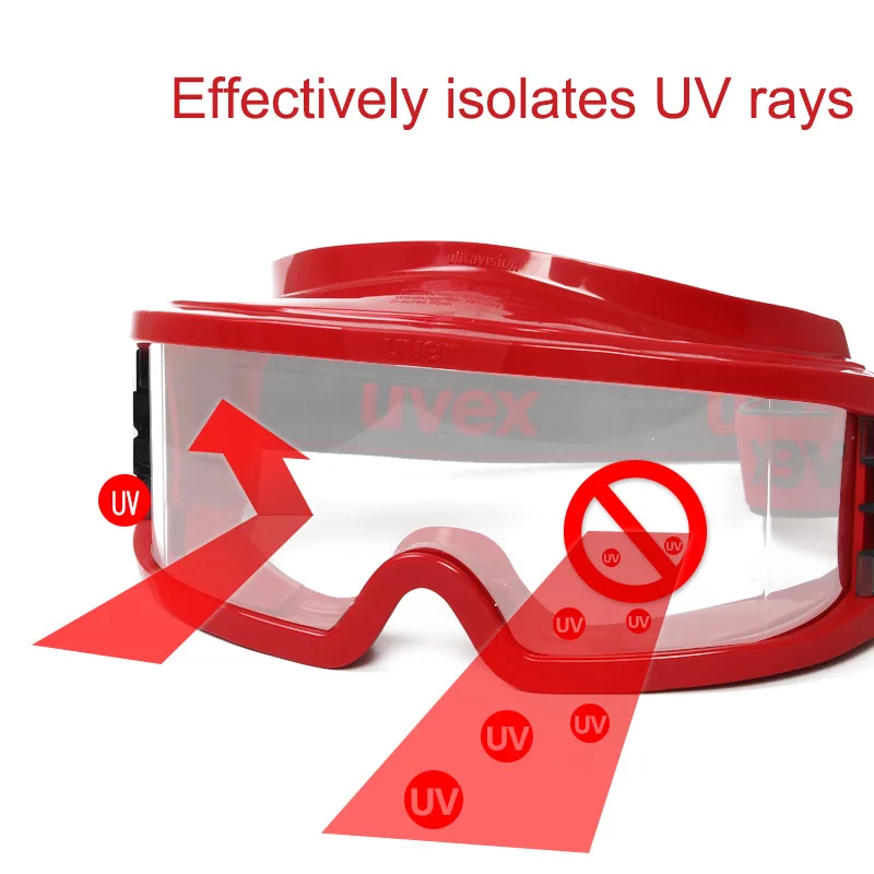 UVEX защитные очки анти-УФ пылезащитные спортивные защитные очки антиударные защитные очки красный цвет прозрачные ПК линзы очки
