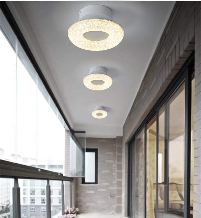Decoração da Sala Lâmpada do Teto Luzes do Corredor Luz de Teto Bdbqbl Ferro Moderno Redonda Simples Jantar Sala Estar Quarto Branco Led 7 Cheap Luzes de teto