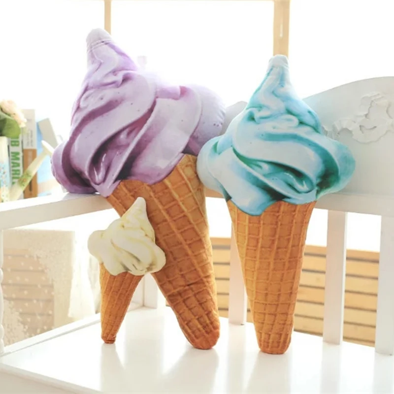 Creative Soft Stuffed Food Plush Toys Pillow Ice Cream Shape Kawaii