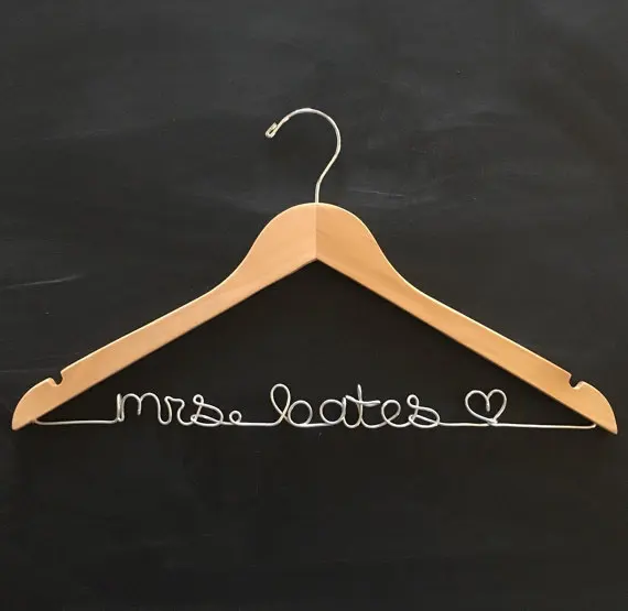

Personalized Wedding Gown Hanger for Bride Handmade Wood custom name romantic bridal veil Engagement present bridesmaid Ornament