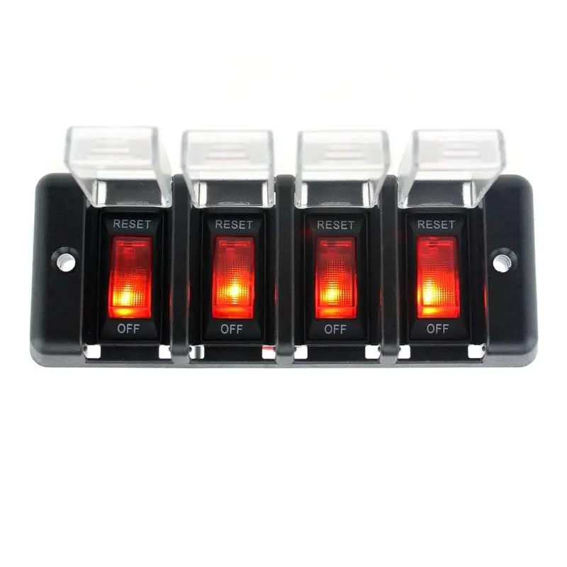 

4 Line Switches Car Auto Boat 4X LED 12V Light Retangle ON/OFF Rocker Toggle Switches with Protective Cover