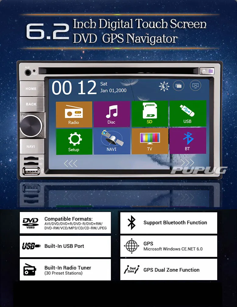 Excellent GPS Car DVD 6.2 Inch EQ Radio System Touch Screen CD MP3 PC Receiver Stereo Audio Autoradio Camera Music 3D Map 4 Excellent GPS Car DVD 6.2 Inch EQ Radio System Touch Screen CD MP3 PC Receiver Stereo Audio Autoradio Camera Music 3D Map 4