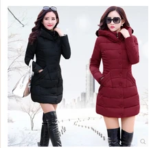 2016 latest ladies fashion with thick warm winter coats Pure color hooded long-sleeved jacket Big yards loose office coat D0255