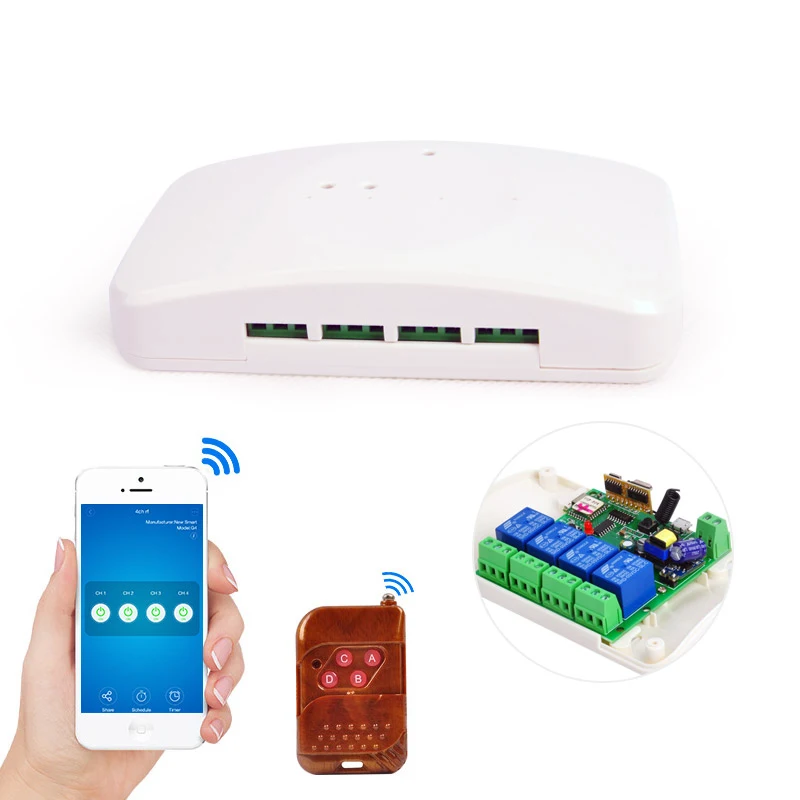 Usb5V/dc7-32v 4ch реле WI-FI переключатель 433 мГц rf получают Jog толчковой самоблокирующимся