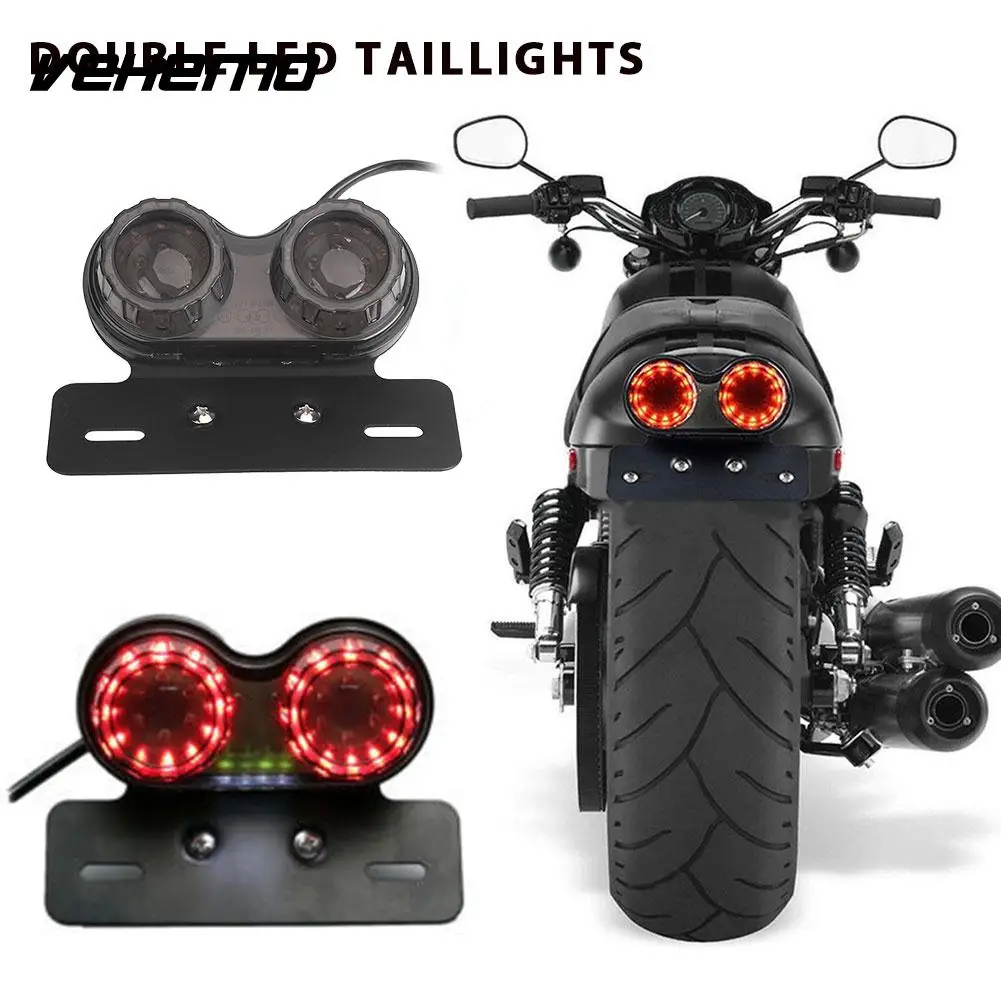 Vehemo Integrated Tail Light Motorcycle Light Dual LED Light Plastic DC 12V Generic License