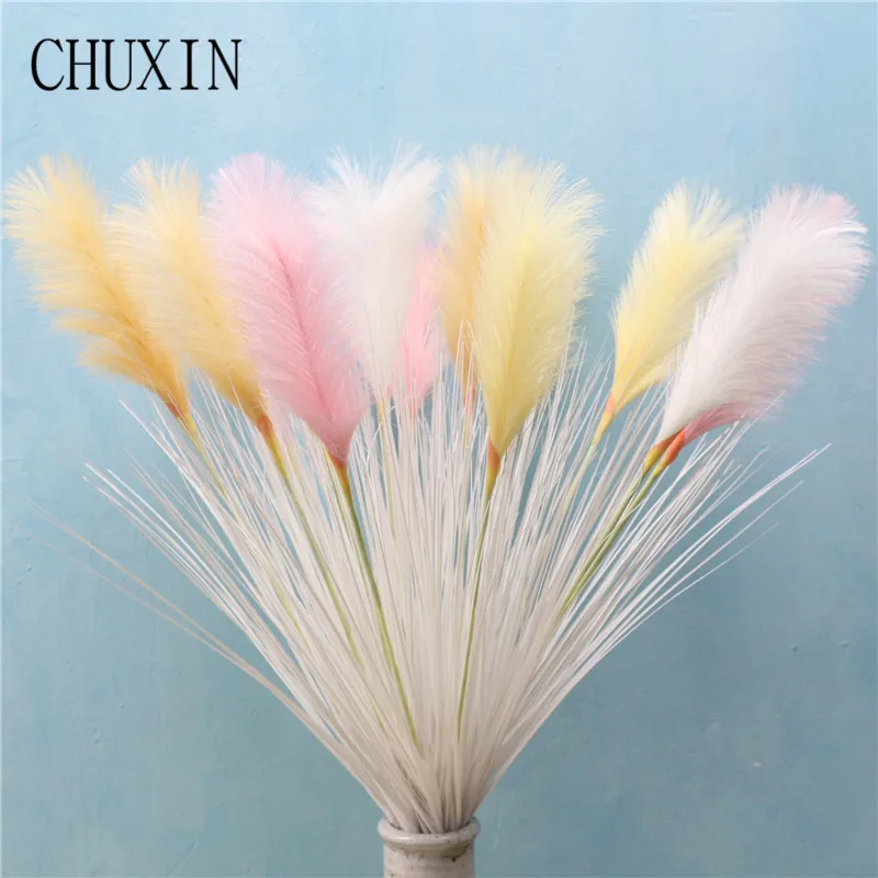 

90cm Single branch encryption reed grass artificial flower potted fake dog tail reed Wedding home decoration green plant potted