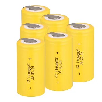 

High quality !6 pcs Sub C SC battery 1.2V 2200 mAh Ni-Cd NiCd Rechargeable Battery 4.25CM*2.2CM