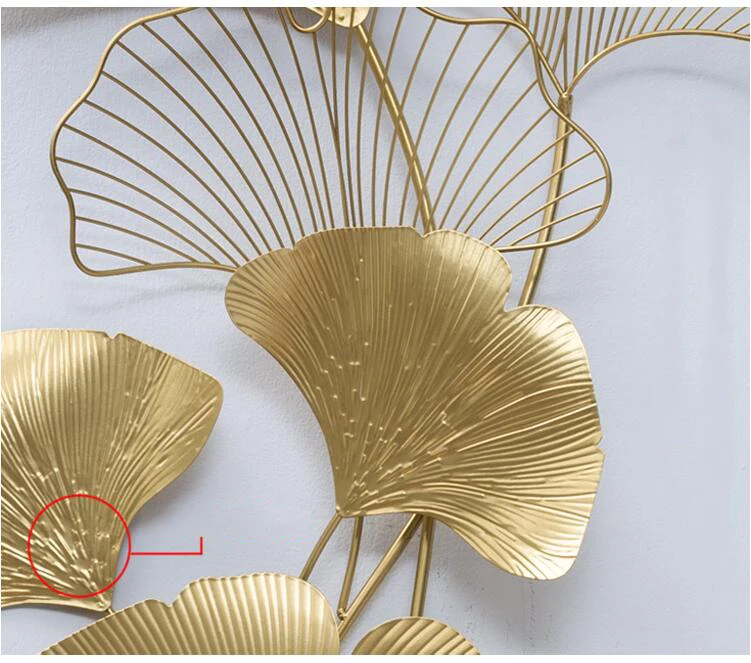 Современный китайский золотой кованый железный лист гинкго настенные ремесла украшения дома гостиной стены крыльца фон Фреска металлические украшения